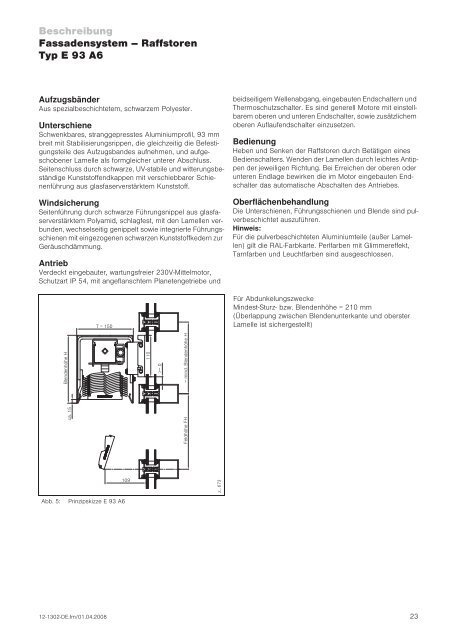 Fassadensystem – Raffstoren - blinds