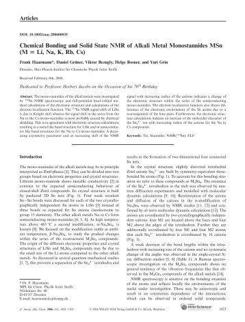 Chemical Bonding and Solid State NMR of Alkali Metal ...