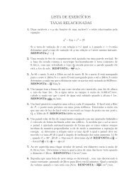 LISTA DE EXERCÃCIOS TAXAS RELACIONADAS