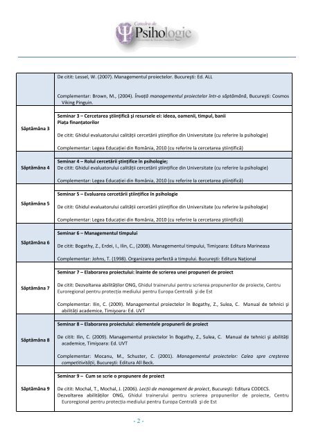 Managementul proiectelor de cercetare psihologica - psihologietm.ro