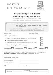 Speech and Drama / Public Speaking Tuition Form - St Peter's School