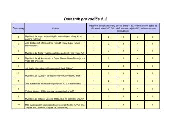 Dotazník pro rodiče č. 2