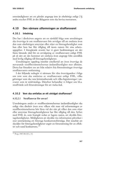 FÃ¶rstÃ¤rkt skydd fÃ¶r fÃ¶retagshemligheter, SOU 2008:63 - Regeringen