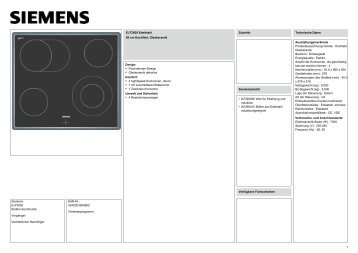 Siemens EJ73050 Elektro-Kochmulde Vorgänger: Vertrieblicher - Obi