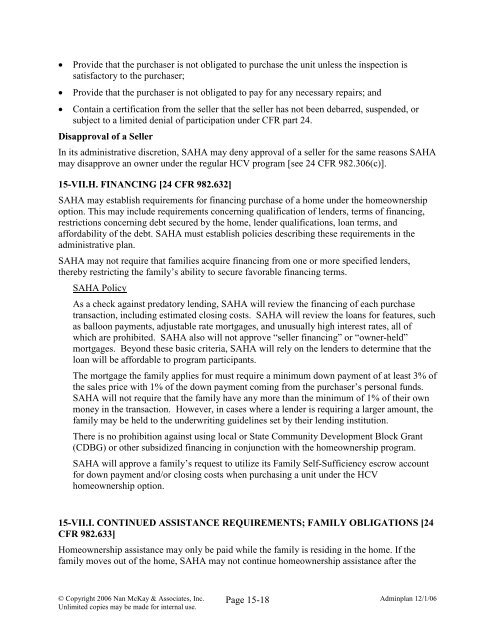 Page 15-1 Chapter 15 SPECIAL HOUSING TYPES [24 CFR 982 ...