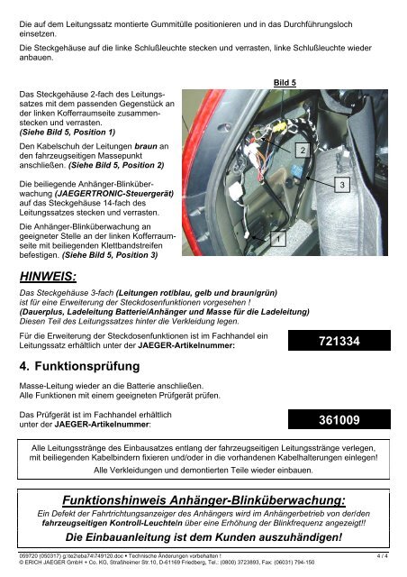 Einbauanleitung zu Elektro-Einbausatz 749120 - Rameder ...