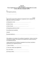 Application for renewal of registration certificate of a motor vehicle ...