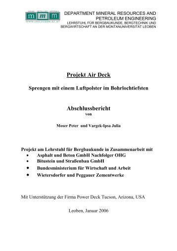 Projekt Air Deck - Sprengen mit einem Luftpolster ... - Arbeitsinspektion