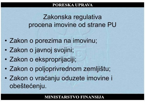 Situacija na polju procene vrednosti i nepokretnosti u poreskoj ...