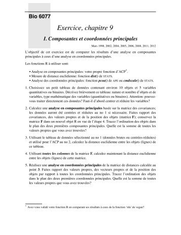 Second exercice, chapitre 9: ACP, ACoP et AFC