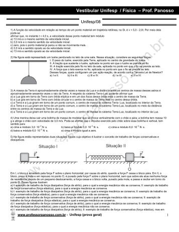 Unifesp: questÃµes de fÃ­sica - Professor Panosso