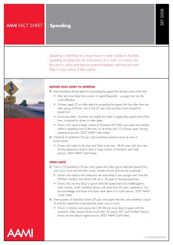 Speeding - AAMI Fact Sheet Sep08