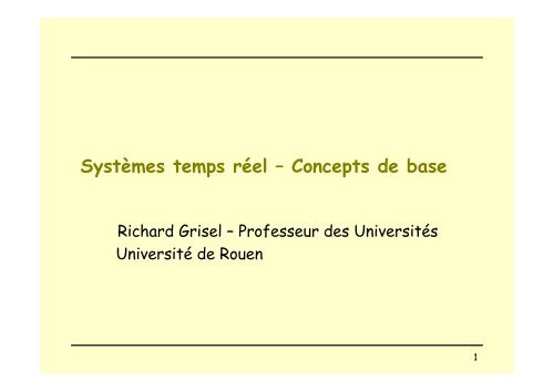 Systèmes temps réel – Concepts de base