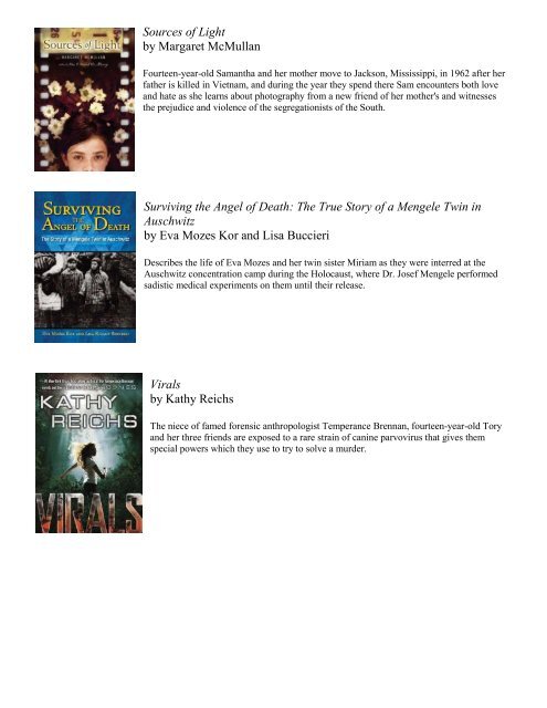 2012 - 2013 Young Hoosier Book Award Nominees for Middle Grades