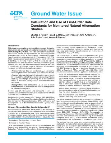 Calculation and Use of First-Order Rate Constants for Monitored ...