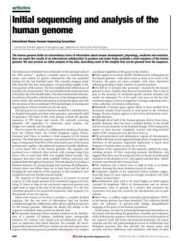 Initial sequencing and analysis of the human genome - Vitagenes