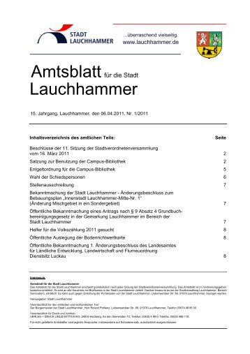 Die Seite des Bürgermeisters - Stadt Lauchhammer