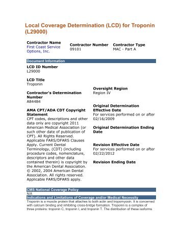 (LCD) for Troponin (L29000) - MediQuant