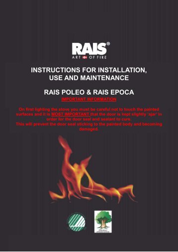 instructions for installation, use and maintenance rais ... - Robeys Ltd