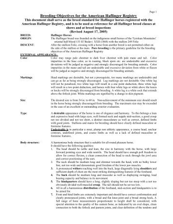 Breeding Objectives Document - American Haflinger Registry