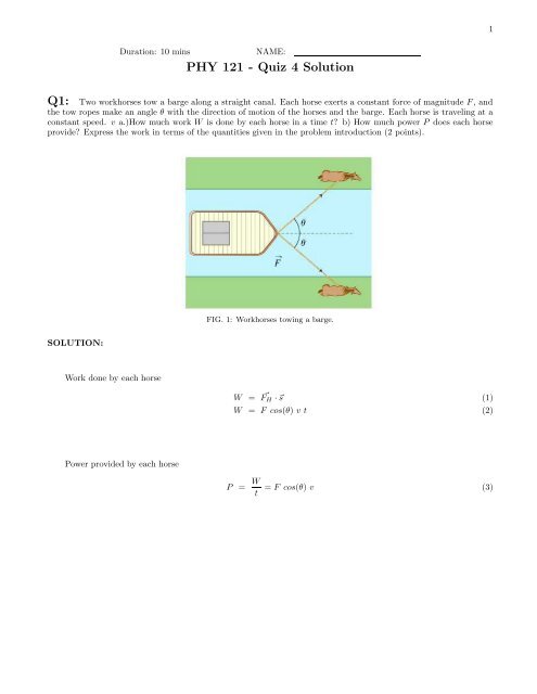 Phy 121 Quiz 4 Solution