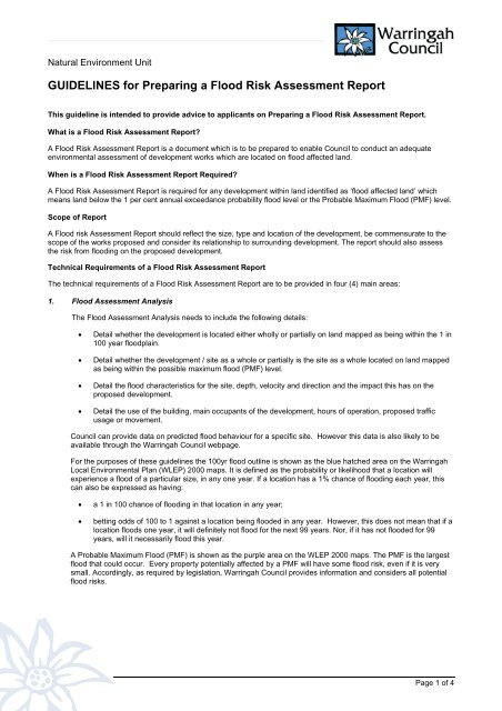 GUIDELINES for Preparing a Flood Risk Assessment Report