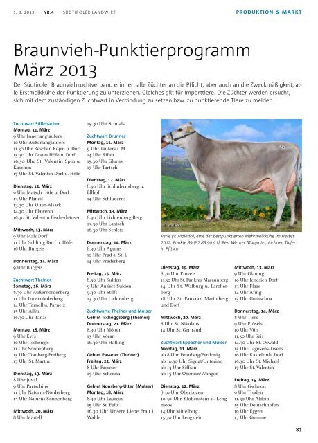 Braunvieh-Punktierprogramm März 2013 - Südtiroler ...