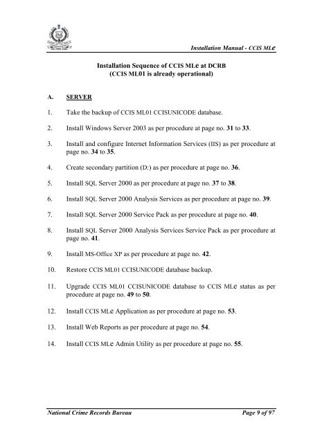 CCIS MLe Guide - National Crime Records Bureau