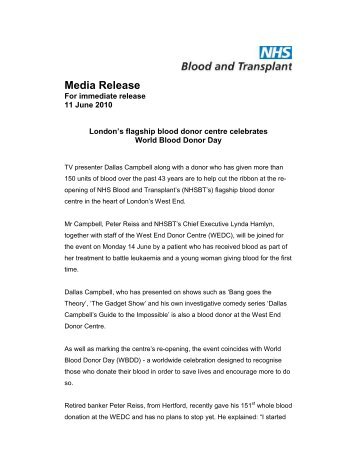 Media Release - Give Blood