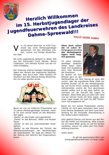 Lagerzeitung zum 15. Herbstjugendlager - Kreisjugendfeuerwehr ...