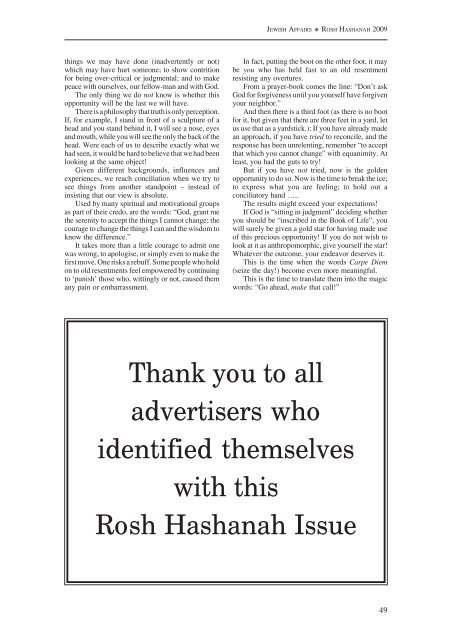 Rosh Hashanah 2009 - South African Jewish Board of Deputies