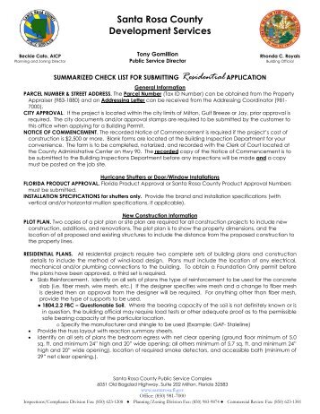 Residential Building Permit Application - Santa Rosa County