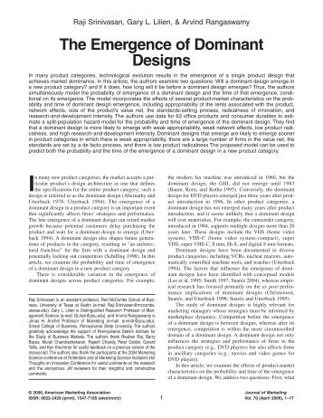 The Emergence of Dominant Designs - University Blog Service