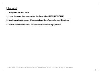 Mechatronikerklassen (Klassenlehrer ... - BBS Brinkstrasse