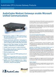 AudioCodes Mediant Gateways enable Microsoft Unified ... - CompTek