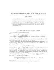 PARITY OF THE COEFFICIENTS OF KLEIN'S j-FUNCTION 1 ...