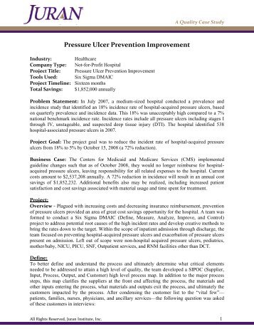 Pressure Ulcer Prevention Improvement - Juran Institute