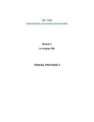 INF 1250 Introduction aux bases de données TRAVAIL PRATIQUE 2