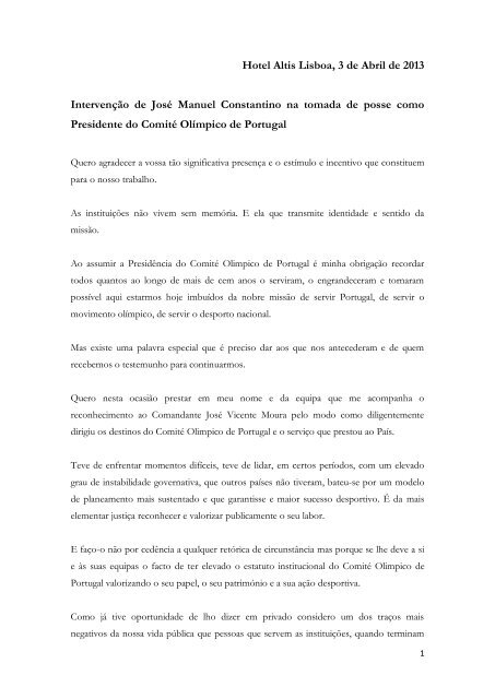 Leia na integra o discurso de tomada de posse de José Manuel ...