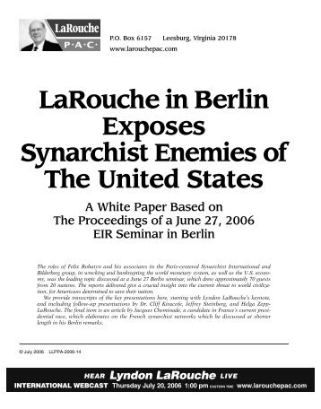 LaRouche in Berlin Exposes Synarchist Enemies of The United States
