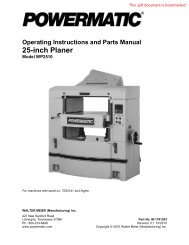 Operating Instructions and Parts Manual 25-inch Planer - Powermatic