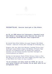 PRESSEMITTEILUNG: Newcomer Award geht an Silke Wilhelm. Am ...