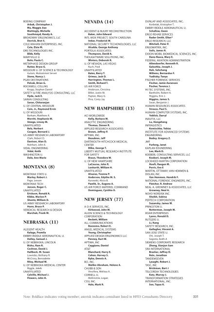 Member Affiliations by Geographical Area - Human Factors and ...