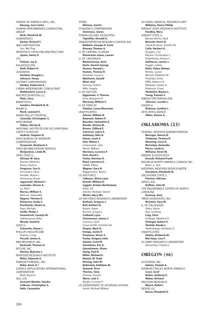 Member Affiliations by Geographical Area - Human Factors and ...