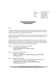 Letter - PE Assessment for Learning Key Stage 3 and 4
