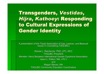 Transgenders, Vestidas, Hijra, Kathoey - Counselingoutfitters.com