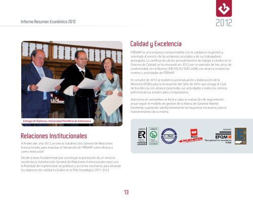 Informe Resumen EconÃ³mico-Social 2012 - Fremap