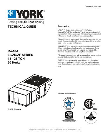 Y-TG, R-410A ZJ/ZR/ZF Series 15-25 ton, 60 Hertz - Usair-eng.com