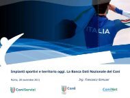 Impianti sportivi e territorio oggi. La banca dati nazionale del CONI