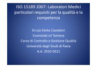 ISO 15189 2007 - UniversitÃ  degli studi di Pavia